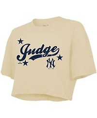 Majestic Women's Aaron Judge Cream New York Yankees Boxy Crop Top