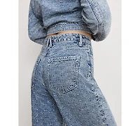 Good American Women's Wide Leg Mid-Rise Denim Jeans, Regular and Plus