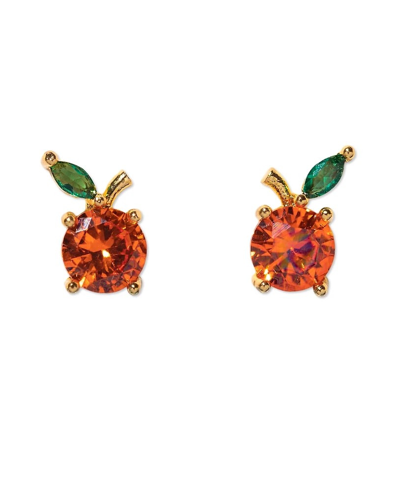 Girls Crew Crystal Gold Plated Orange Juice Studs