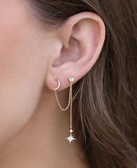 Girls Crew Crystal Stardust Gold Plated Double Earring