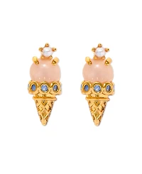 Girls Crew Crystal Gold Plated Ice Cream Shop Stud Earrings