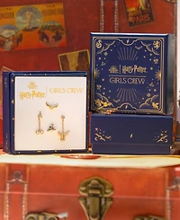 Girls Crew Harry Potter Back To Hogwarts Crystal Gold Plated Earring Set