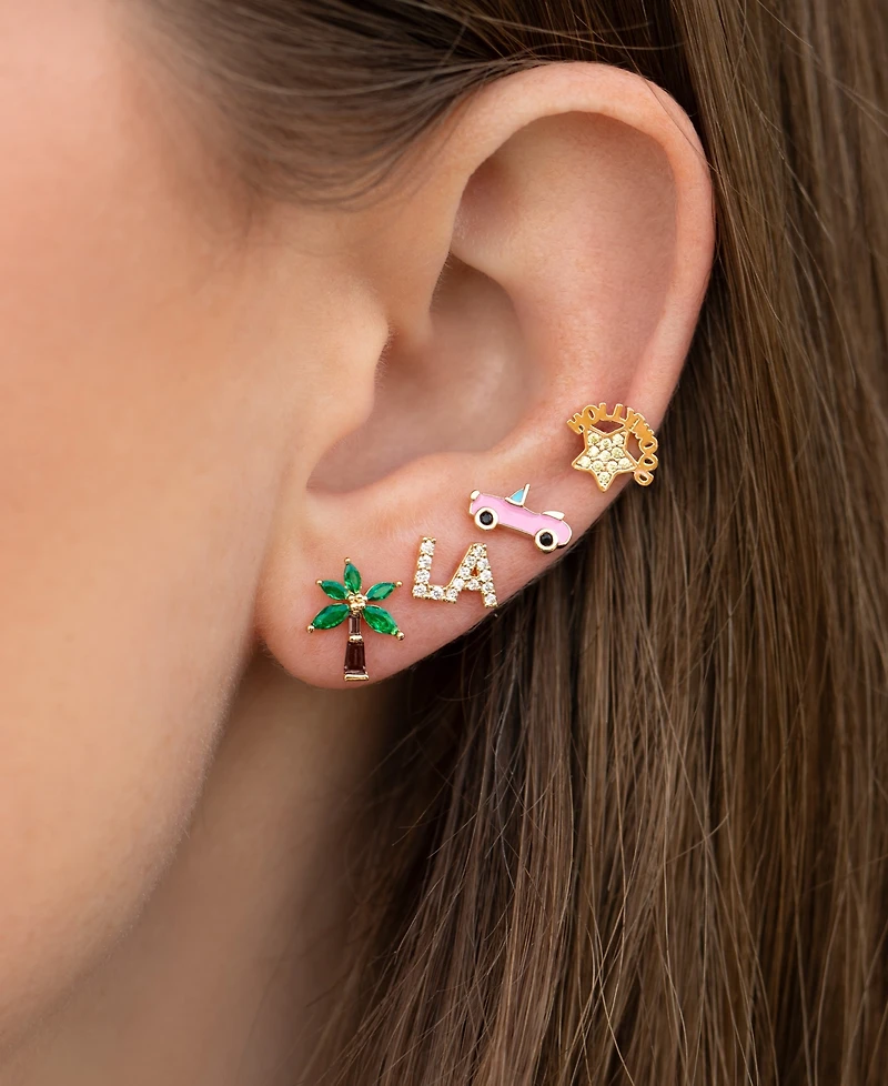 Girls Crew Crystal Gold Plated City of Angels Stud Set