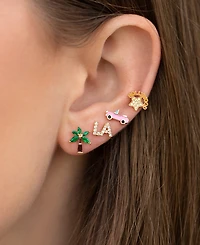 Girls Crew Crystal Gold Plated City of Angels Stud Set