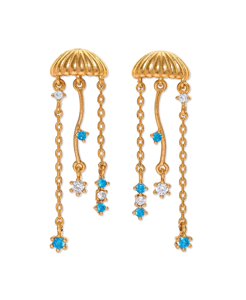 Girls Crew Crystal Jellyfish Gold Plated Dangle Earrings