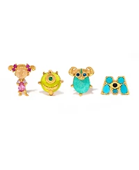 Girls Crew Crystal Gold Plated Pixar Monsters Stud Set