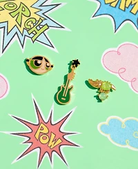 Girls Crew Crystal Gold Plated Enamel The Powerpuff Girls Buttercup Stud Set