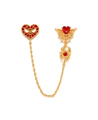 Girls Crew Gold Plated Marvel's Spider-Man Web of Love Ear Cuff and Stud Earrings