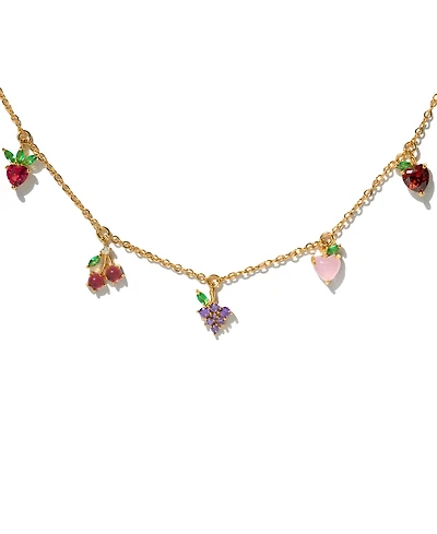 Girls Crew Crystal Multi-Color Fruit Basket Necklace