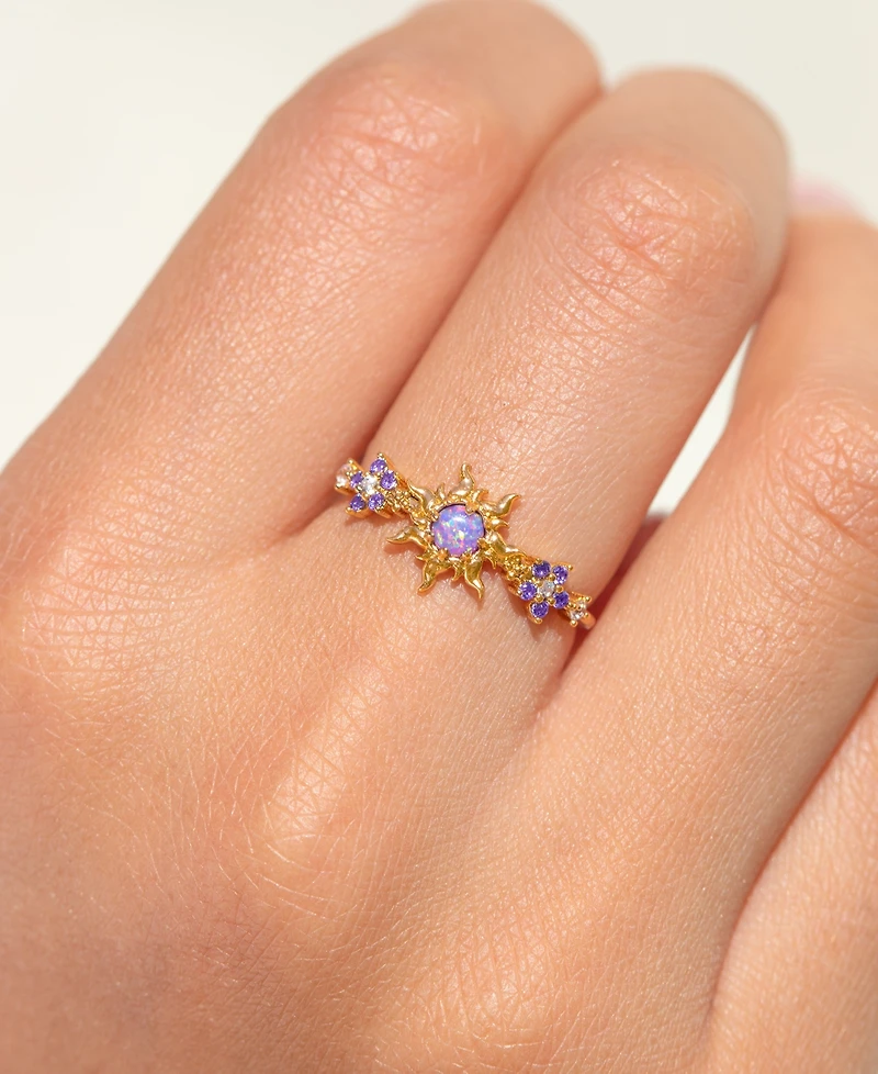 Girls Crew Gold Plated Disney Tangled Corona's Crest Sun Crystal Rings