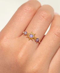 Girls Crew Gold Plated Disney Tangled Corona's Crest Sun Crystal Rings