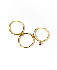 Girls Crew Love Connection Crystal Gold Plated Stack Rings