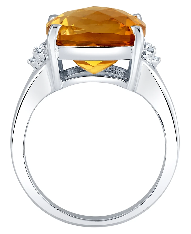 Macy's Citrine (7.00 ct. t.w.) and Diamond Accent Ring (0.10 ct. t.w.) in Sterling Silver