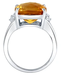 Macy's Citrine (7.00 ct. t.w.) and Diamond Accent Ring (0.10 ct. t.w.) in Sterling Silver