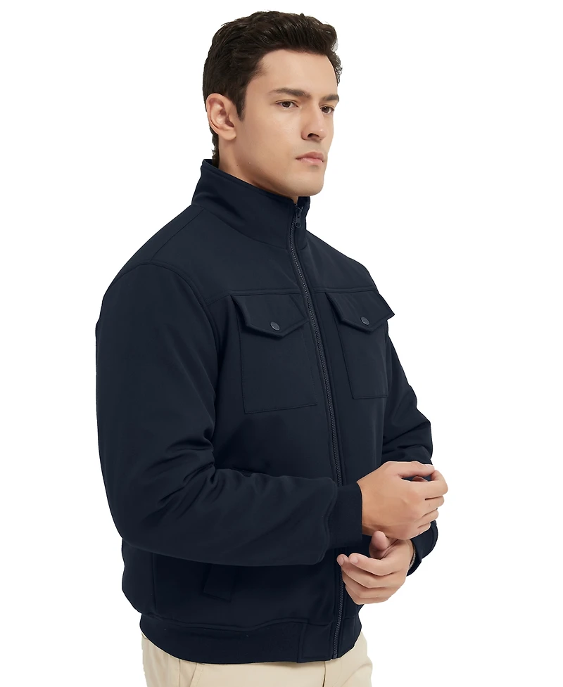 Hawke & Co. Men's Stand Collor Softshell Utility Bomber Jacket
