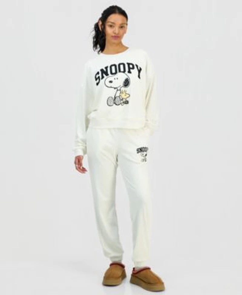 Grayson Threads The Label Juniors Snoopy Velour Sweatshirt Joggers