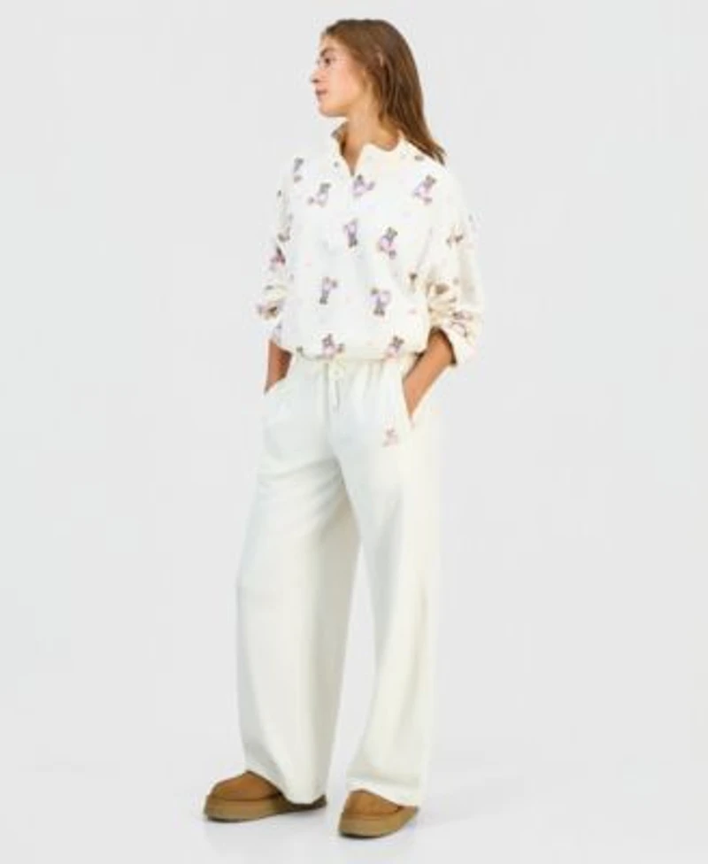 Hippie Rose Juniors White Polar Fleece Quarter Zip Sweatshirt Joggers