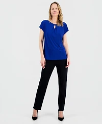 Kasper Women's Diamond-Neck Short-Sleeve Blouse