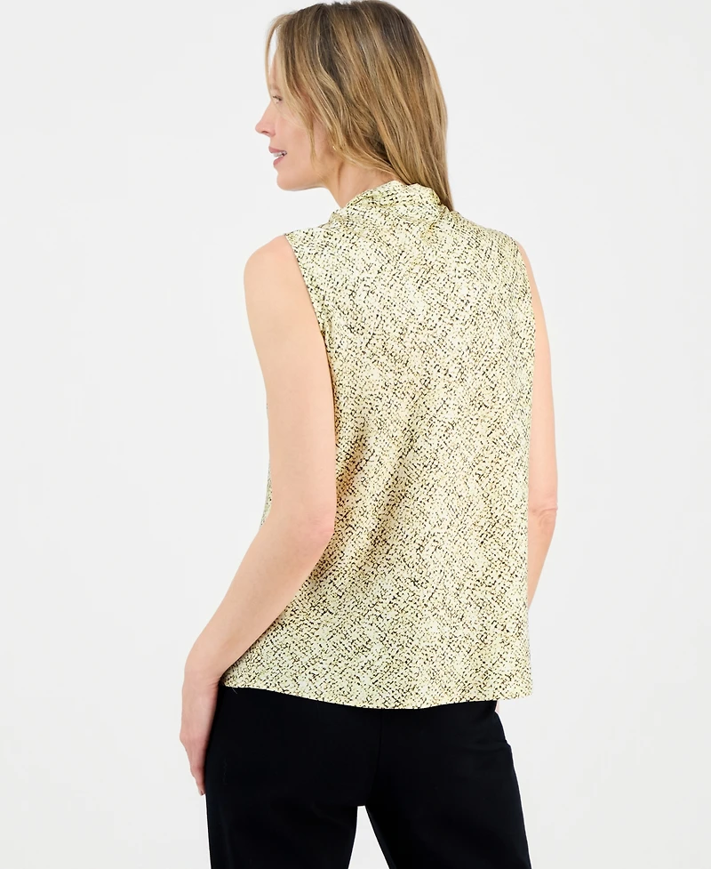 Kasper Women's Printed Satin Sleeveless Blouse