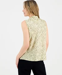 Kasper Women's Printed Satin Sleeveless Blouse