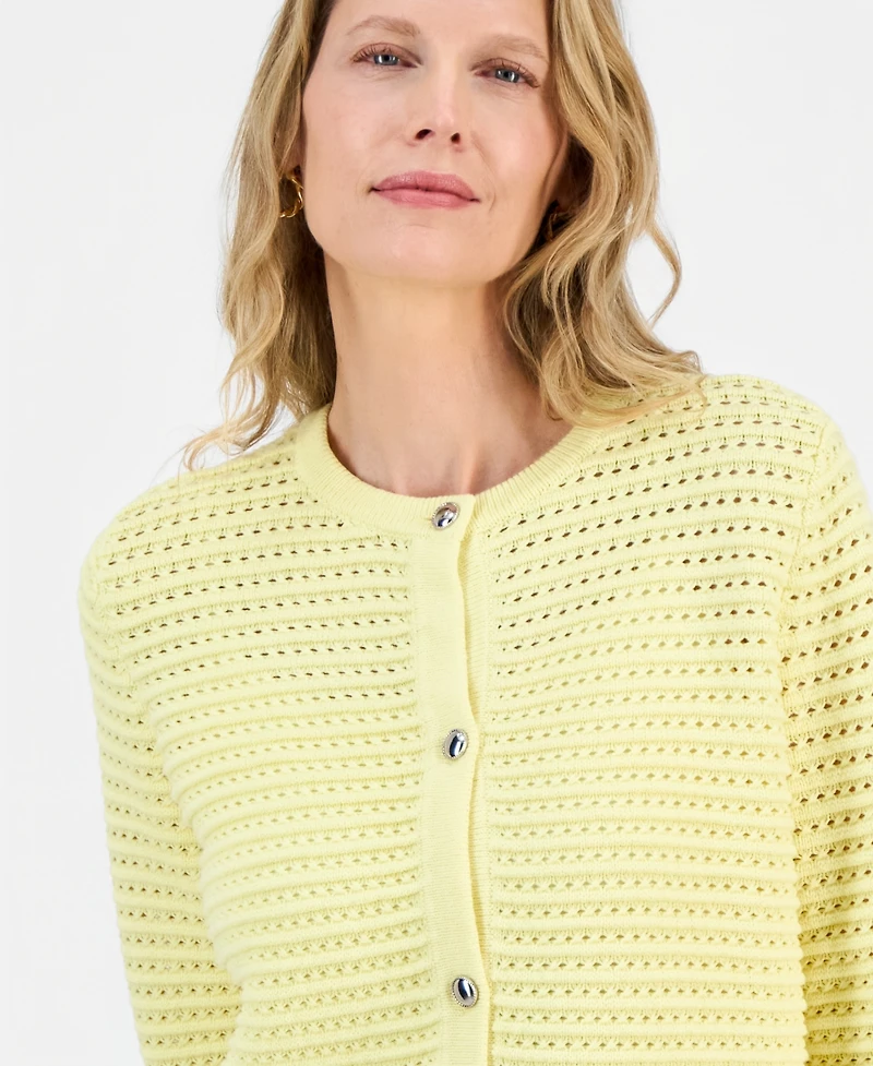Kasper Women's Textured-Stitch Button-Front Cardigan