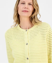 Kasper Women's Textured-Stitch Button-Front Cardigan