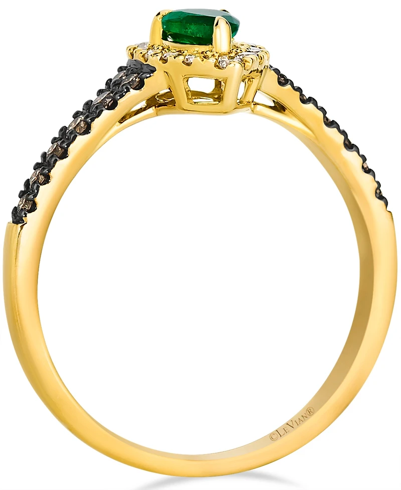 Le Vian Emerald (.25 ct. t.w.), Chocolate Diamond (.19 ct. t.w.) and Nude Diamond Ring (.15 ct. t.w.) in 14K Honey Gold
