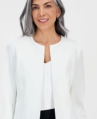 Kasper Women's Collarless Open-Front Long-Sleeve Jacket