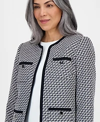 Kasper Women's Zig-Zag-Jacquard Collarless Jacket