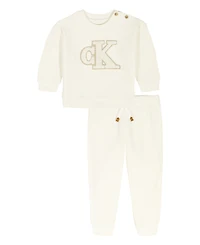 Calvin Klein Baby Boys and Girls 2-Piece Crewneck Top Joggers Set