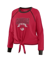 Wear by Erin Andrews Women's Cardinal/Black Arizona Cardinals Tie-Front Long Sleeve Top