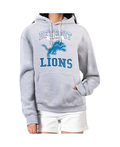 G-iii 4Her by Carl Banks Women's Heather Gray Detroit Lions Team Logo Graphic Fleece Tri-Blend Pullover Hoodie