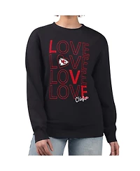 G-iii 4Her by Carl Banks Women's Black Kansas City Chiefs Lots of Love Graphic Fleece Pullover Sweatshirt