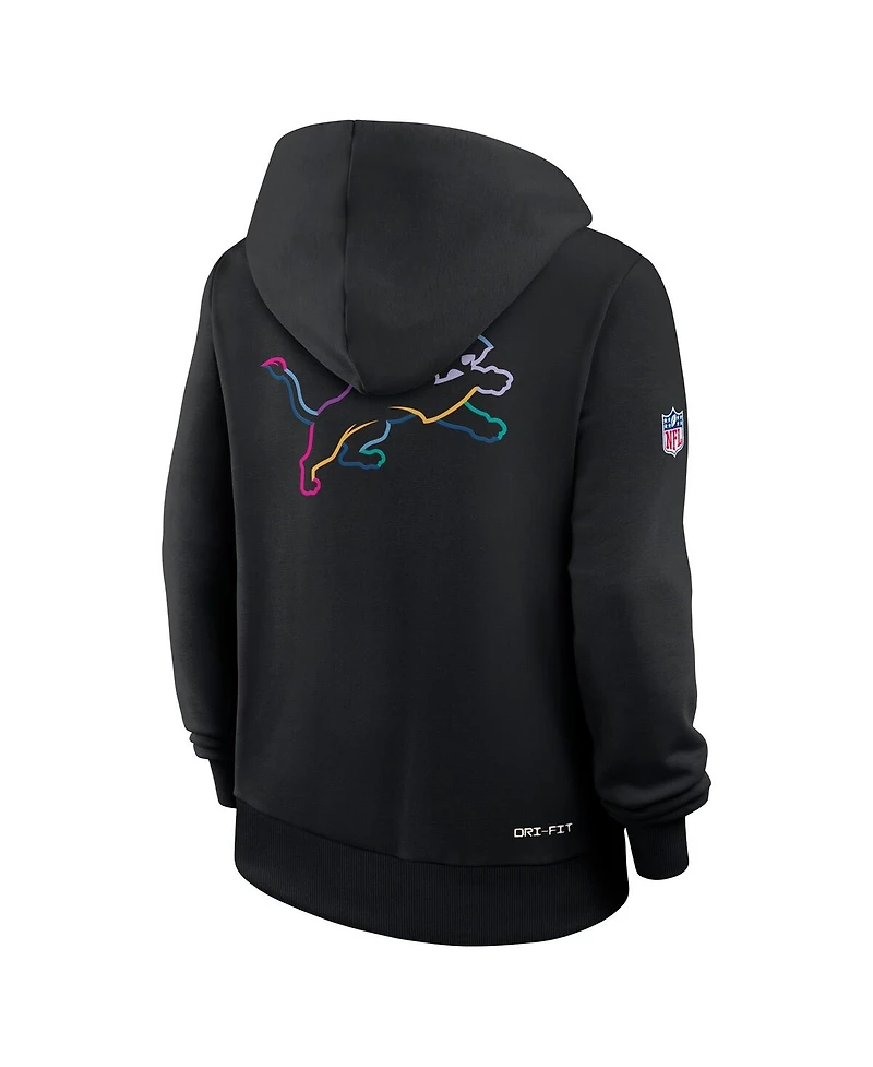 Nike Women's Black Detroit Lions 2025 Nfl Crucial Catch Sideline Standard Issue Dri-fit Hoodie