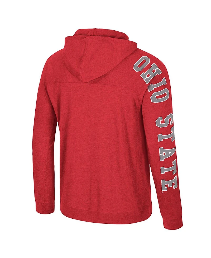 Colosseum Men's Scarlet Ohio State Buckeyes Back Business Long Sleeve Raglan Hooded T-Shirt