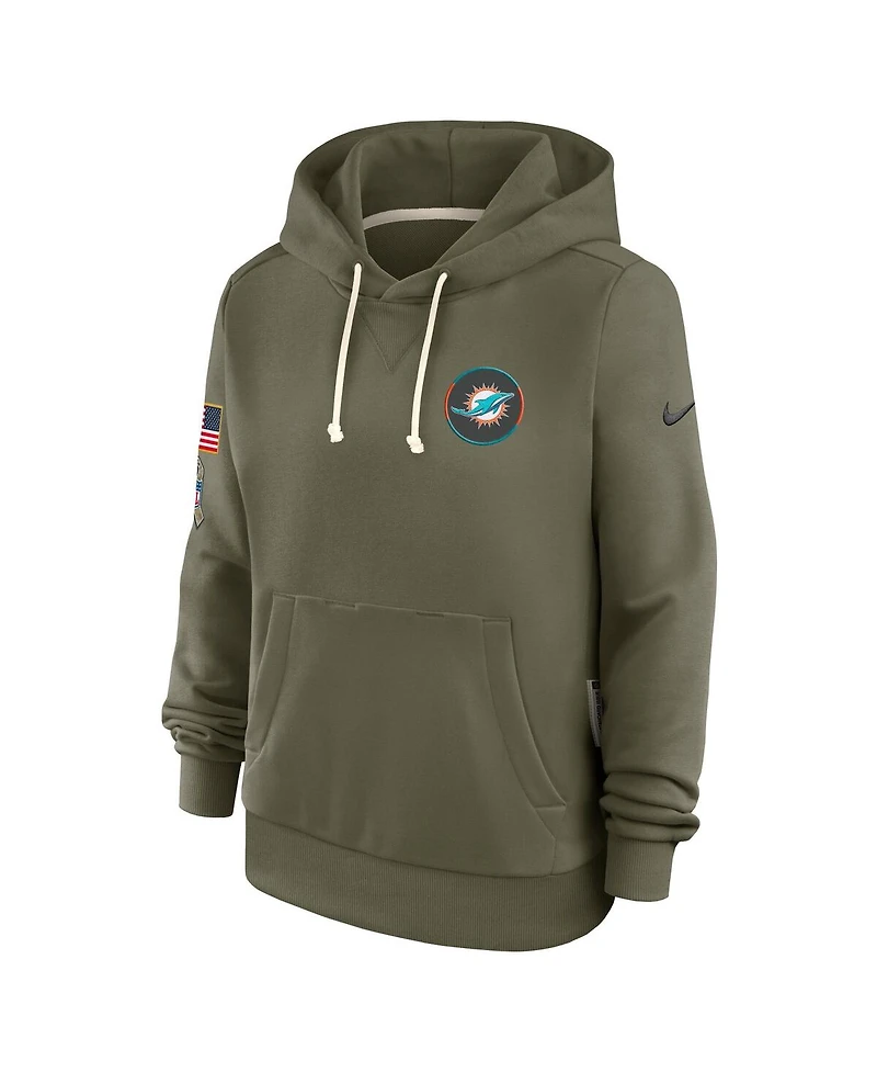 Nike Women's Olive Miami Dolphins 2025 Salute to Service Sideline Standard Issue Dri-fit Hoodie