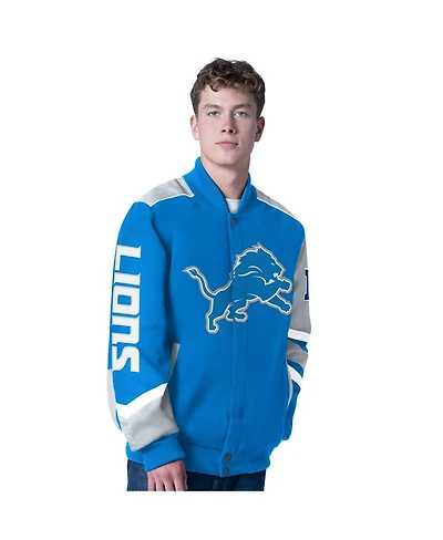 G-iii Sports by Carl Banks Men's Blue Detroit Lions Prime Time Full-Zip Racing Jacket