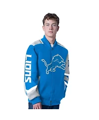 G-iii Sports by Carl Banks Men's Blue Detroit Lions Prime Time Full-Zip Racing Jacket