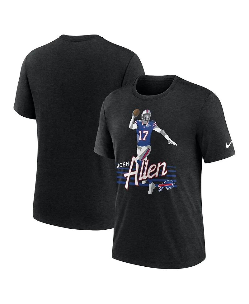 Nike Men's Josh Allen Heather Black Buffalo Bills Player Graphic T-Shirt