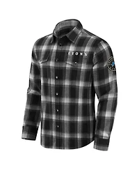 Darius Rucker Collection by Fanatics Men's Black Detroit Lions Flannel Plaid Full-Snap Shirt