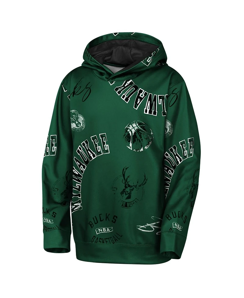 Outerstuff Big Boys and Girls Hunter Green Milwaukee Bucks Moving Violation Hoodie
