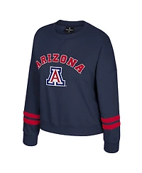 Colosseum Women's Navy Arizona Wildcats Splashy Crewneck Fleece Sweatshirt