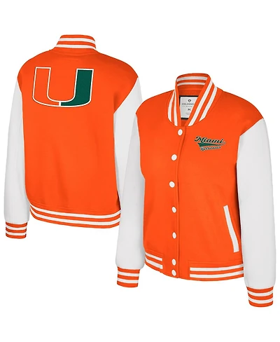 Colosseum Women's Orange Miami Hurricanes French Baguette Full Snap Fleece Jacket