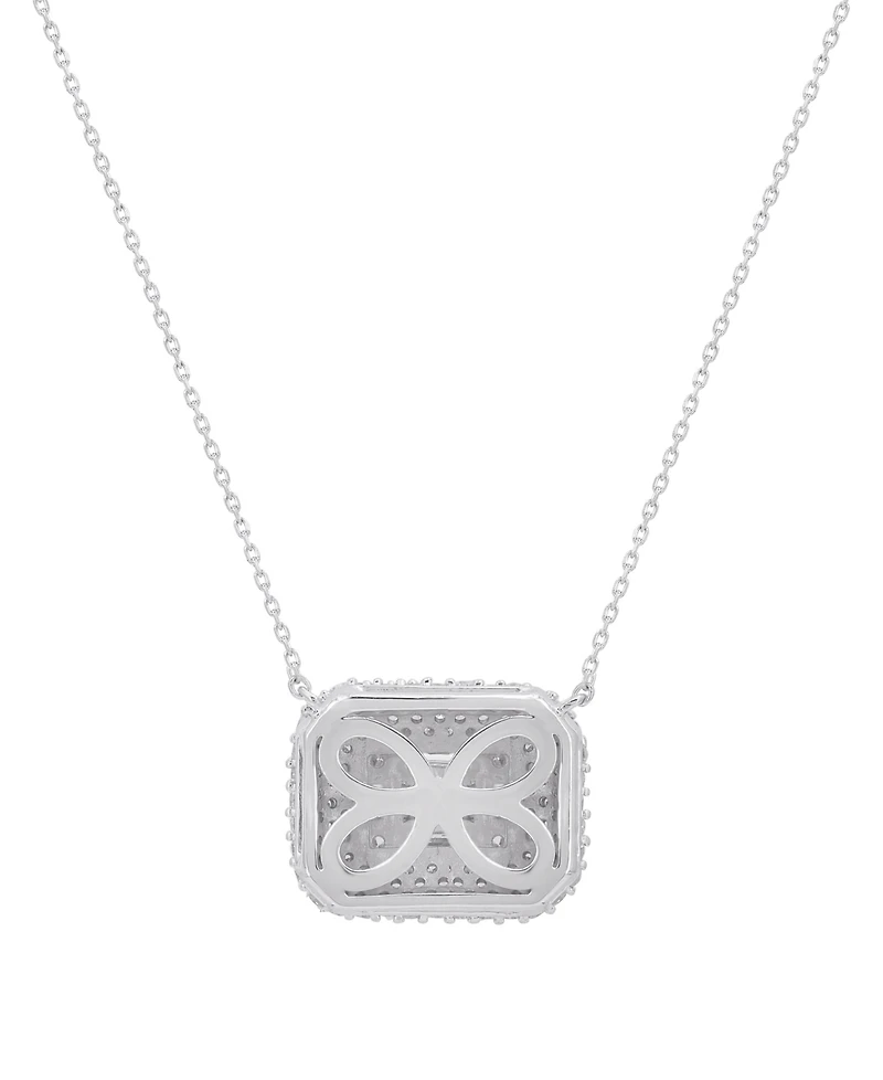 Macy's Round (0.53 ct. t.w.) and Baguette (0.47 ct. t.w.) Diamond Pendant Necklace in 14K White Gold