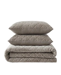 Vera Wang Solid Crushed Velvet 3-Pc. Quilt Set