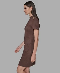Karl Lagerfeld Paris Women's Mock Neck Pocket Dress