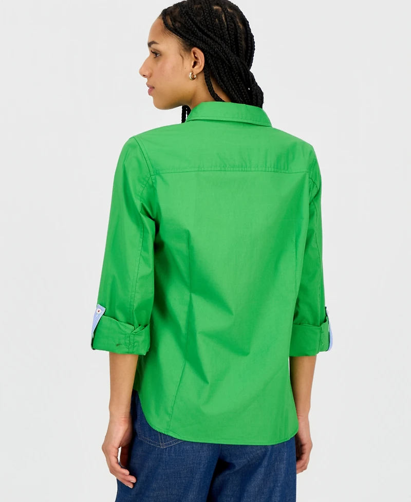 Nautica Jeans Women's Roll-Tab Button-Front Shirt