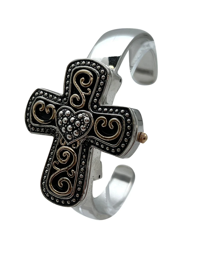 Olivia Pratt Two Tone Cross Shape Bangle Women Watch