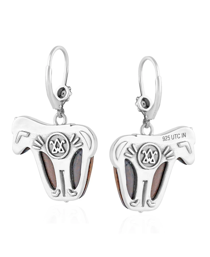 American West Jewelry Sterling Silver Tiger's Eye Spirit Horse Lever Back Earrings