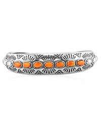 American West Jewelry Sterling Silver Orange Spiny Oyster Textured Cuff Bracelet